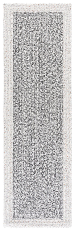 Safavieh Braided Hand‑Woven 2X4 Ivory & Grey-Black Indoor/Outdoor Accent Rug, Low-Profile Durable Polypropylene BRA281G-24HM