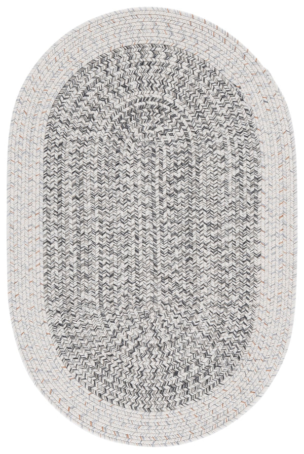 Safavieh Braided Hand‑Woven 2X4 Ivory & Grey-Black Indoor/Outdoor Accent Rug, Low-Profile Durable Polypropylene BRA281G-24HM