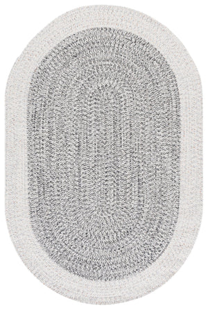 Safavieh Braided Hand‑Woven 2X4 Ivory & Grey-Black Indoor/Outdoor Accent Rug, Low-Profile Durable Polypropylene BRA281G-24HM