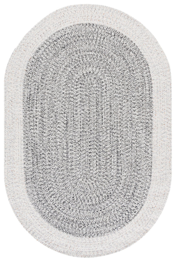 Safavieh Braided Hand‑Woven 2X4 Ivory & Grey-Black Indoor/Outdoor Accent Rug, Low-Profile Durable Polypropylene BRA281G-24HM