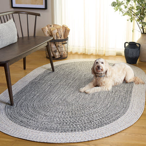 Safavieh Braided Indoor Outdoor Area Rug - Hand Woven Polypropylene, Washable, Durable & Versatile Design Ivory ,Grey Black Polypropylene Pile Bra281g-2