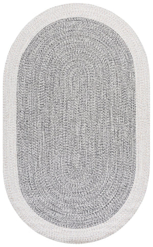 Safavieh Braided Hand‑Woven 2X4 Ivory & Grey-Black Indoor/Outdoor Accent Rug, Low-Profile Durable Polypropylene BRA281G-24HM