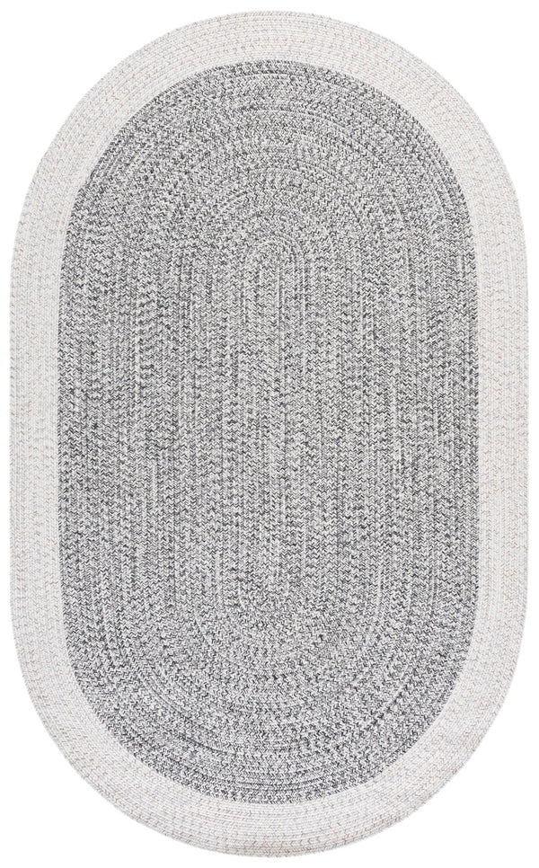 Safavieh Braided Hand‑Woven 2X4 Ivory & Grey-Black Indoor/Outdoor Accent Rug, Low-Profile Durable Polypropylene BRA281G-24HM