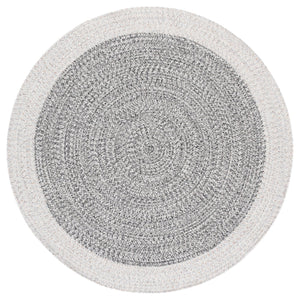 Safavieh Braided Area Rug - Elegant Ivory And Grey Runner For Indoor/Outdoor Spaces, Washable Design Ivory ,Grey Black Polypropylene Pile Bra281g-5r