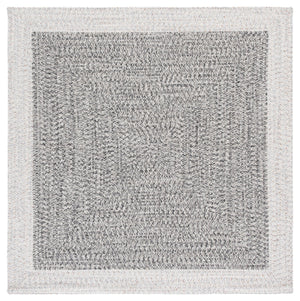 Safavieh Braided Area Rug - Elegant Ivory And Grey Runner For Indoor/Outdoor Spaces, Washable Design Ivory ,Grey Black Polypropylene Pile Bra281g-5sq