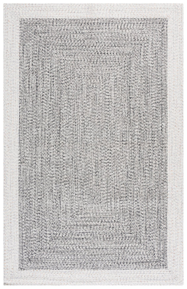 Safavieh Braided Hand‑Woven 2X4 Ivory & Grey-Black Indoor/Outdoor Accent Rug, Low-Profile Durable Polypropylene BRA281G-24HM