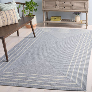 Safavieh Braided Runner Rug - Elegant Hand-woven Design For Indoor/Outdoor Comfort And Style In Any Space Light Grey ,Ivory Polypropylene Pile Bra282f-5