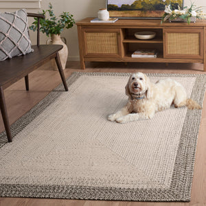 Safavieh Braided Low-Profile Handwoven Rug In Ivory & Grey — Durable Polypropylene, Indoor/Outdoor Elegance 6'-0" x 9'-0" BRA283A-6