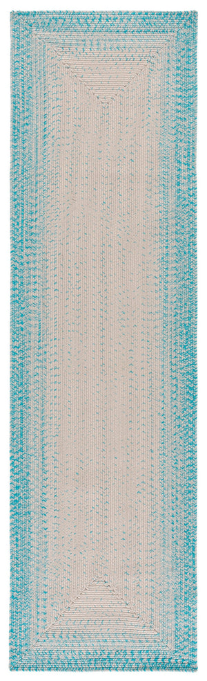 Safavieh Braided Ivory Aqua Accent Rug — Handwoven Polypropylene, Low-Profile 1/4" Pile, Indoor/Outdoor Washable 2'-0" x 4'-0" BRA283J-24HM