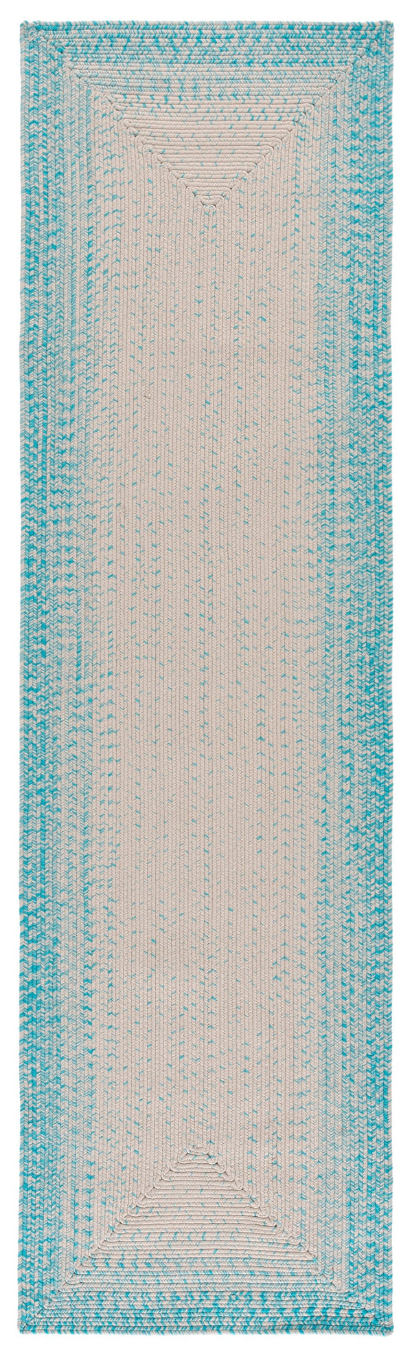 Safavieh Braided Ivory Aqua Accent Rug — Handwoven Polypropylene, Low-Profile 1/4" Pile, Indoor/Outdoor Washable 2'-0" x 4'-0" BRA283J-24HM