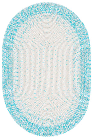 Safavieh Braided Coastal Ivory And Aqua Runner Rug, Hand‑Woven Polypropylene, Low 1/4" Profile For High‑Traffic Areas 2'-3" x 8'-0" BRA283J-28