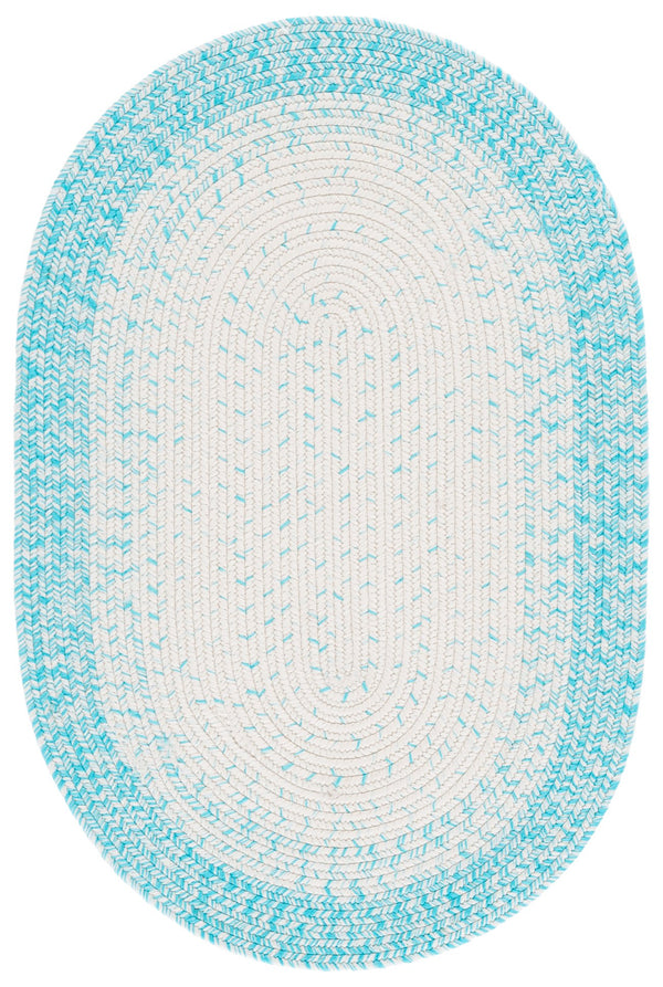 Safavieh Braided Oval Ivory And Aqua Rug — Hand-Woven Polypropylene, Coastal Texture, Stain-Resistant & Washable 5'-0" x 8'-0" BRA283J-5OV