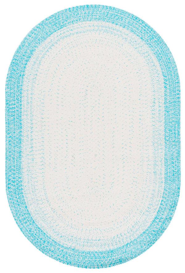 Safavieh Braided Ivory Aqua Accent Rug — Handwoven Polypropylene, Low-Profile 1/4" Pile, Indoor/Outdoor Washable 2'-0" x 4'-0" BRA283J-24HM