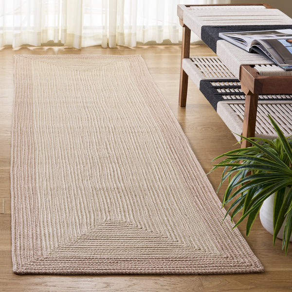 Safavieh Braided Hand‑Woven Ivory Peach Accent Rug — Low‑Profile 1/4" Durable Polypropylene, Indoor/Outdoor Charm 2'-0" x 3'-0" BRA284P-2