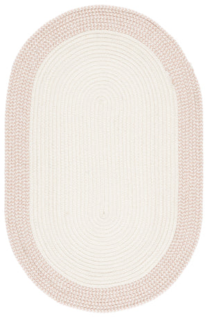 Safavieh Braided Hand-Woven Ivory And Peach Area Rug — Low-Profile Polypropylene, Washable, Indoor/Outdoor Durable 5'-0" x 8'-0" BRA284P-5