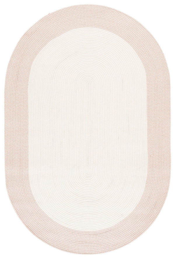 Safavieh Braided Hand-Woven Ivory And Peach Runner — Low-Profile, Washable Polypropylene For Indoor/Outdoor Traffic 2'-3" x 8'-0" BRA284P-28