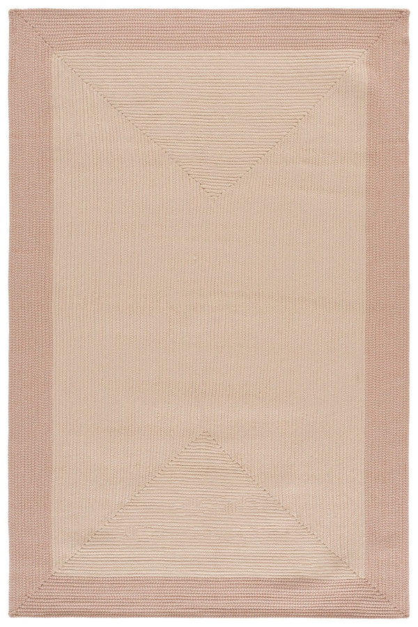 Safavieh Braided Hand-Woven Square Rug In Ivory And Peach — Low-Profile, Washable Polypropylene For Indoors Outdoors 5'-0" x 5'-0" BRA284P-5SQ