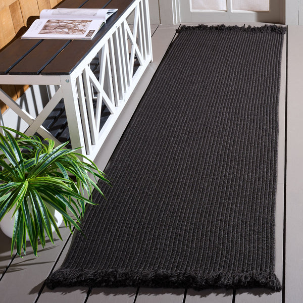 Safavieh Braided Charcoal Low-Profile 5X8 Indoor-Outdoor Rug — Handwoven Polypropylene, Washable, Durable 6'-0" x 9'-0" BRA301H-6