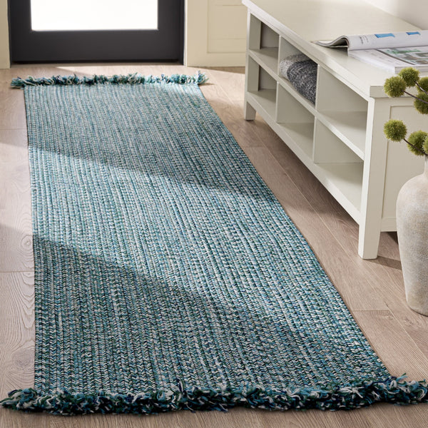 Safavieh Braided Turquoise Indoor/Outdoor Area Rug — Handwoven Polypropylene, Low-Profile Durable Coastal Style 8'-0" x 10'-0" BRA301K-8