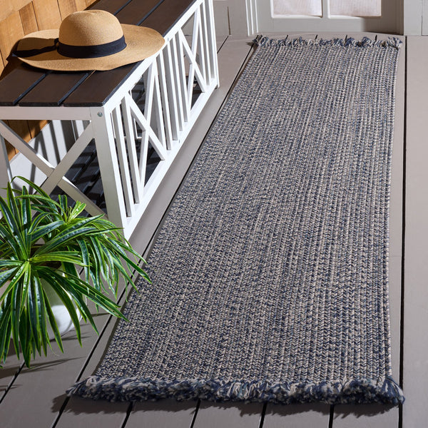 Safavieh Braided Navy Braided Indoor-Outdoor Rug, Durable Polypropylene Hand-Woven Low-Profile Texture 9'-0" x 12'-0" BRA301N-9