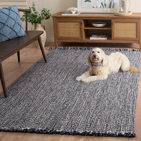 Safavieh Braided Navy Indoor/Outdoor Area Rug - Hand-Woven Braided Polypropylene, Low-Profile Washable Comfort And Coastal Charm 6'-0" x 9'-0" BRA301N-6
