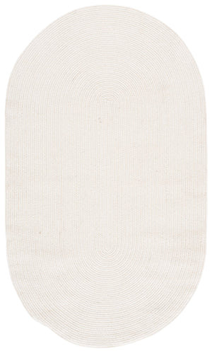 Safavieh Braided Handwoven Ivory Wool Oval Rug — Soft 100% Wool Pile, Low-Profile Braided Texture For Living Rooms 4'-0" x 6'-0" BRA500A-4OV