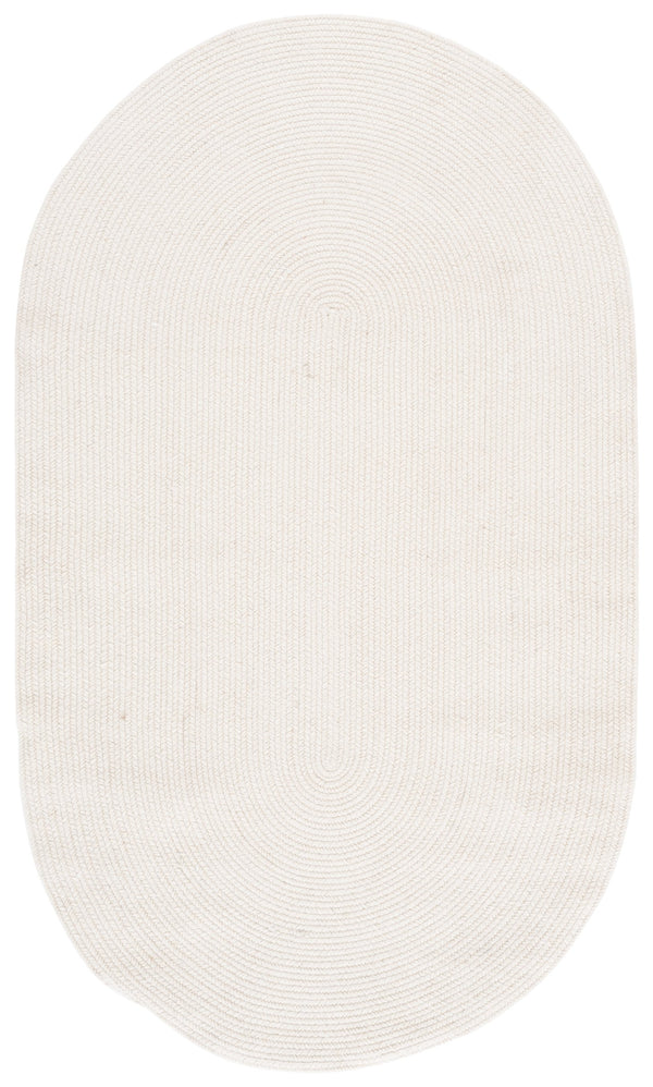 Safavieh Braided Handwoven Ivory Wool Oval Rug — Soft 100% Wool Pile, Low-Profile Braided Texture For Living Rooms 4'-0" x 6'-0" BRA500A-4OV