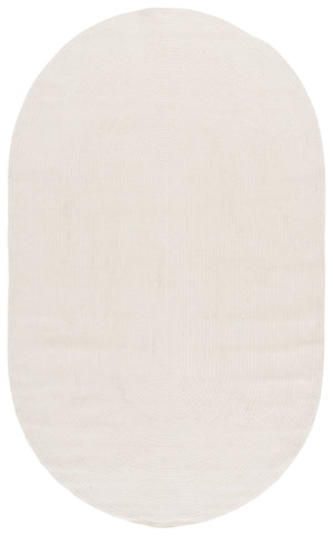 Safavieh Braided Handwoven Ivory Wool Oval Rug — Soft 100% Wool Pile, Low-Profile Braided Texture For Living Rooms 4'-0" x 6'-0" BRA500A-4OV
