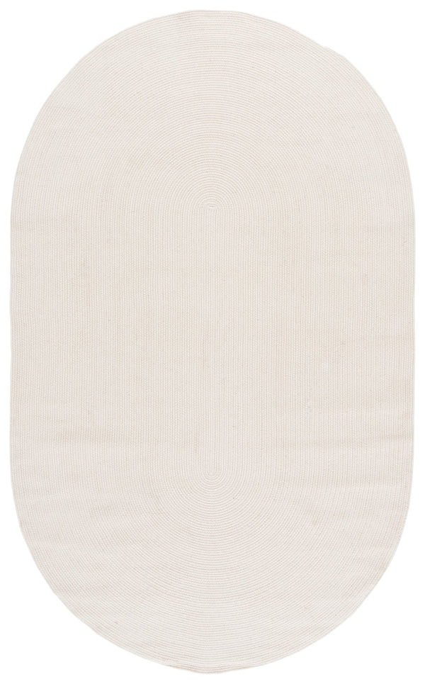 Safavieh Braided Handwoven Ivory Wool Oval Rug — Soft 100% Wool Pile, Low-Profile Braided Texture For Living Rooms 4'-0" x 6'-0" BRA500A-4OV