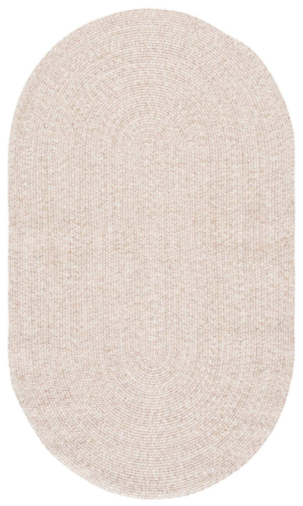 Safavieh Braided Hand-Woven Wool Oval Rug Beige — Low-Profile 1/4" Pile, Durable Soft Texture For Entryways 3'-0" x 5'-0" BRA500B-3OV