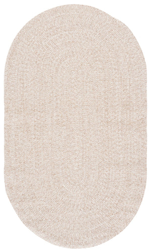 Safavieh Braided Hand-Woven Wool Oval Rug Beige — Low-Profile 1/4" Pile, Durable Soft Texture For Entryways 3'-0" x 5'-0" BRA500B-3OV