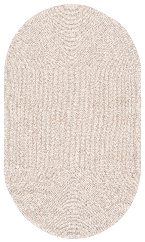 Safavieh Braided Hand-Woven Wool Oval Rug Beige — Low-Profile 1/4" Pile, Durable Soft Texture For Entryways 3'-0" x 5'-0" BRA500B-3OV