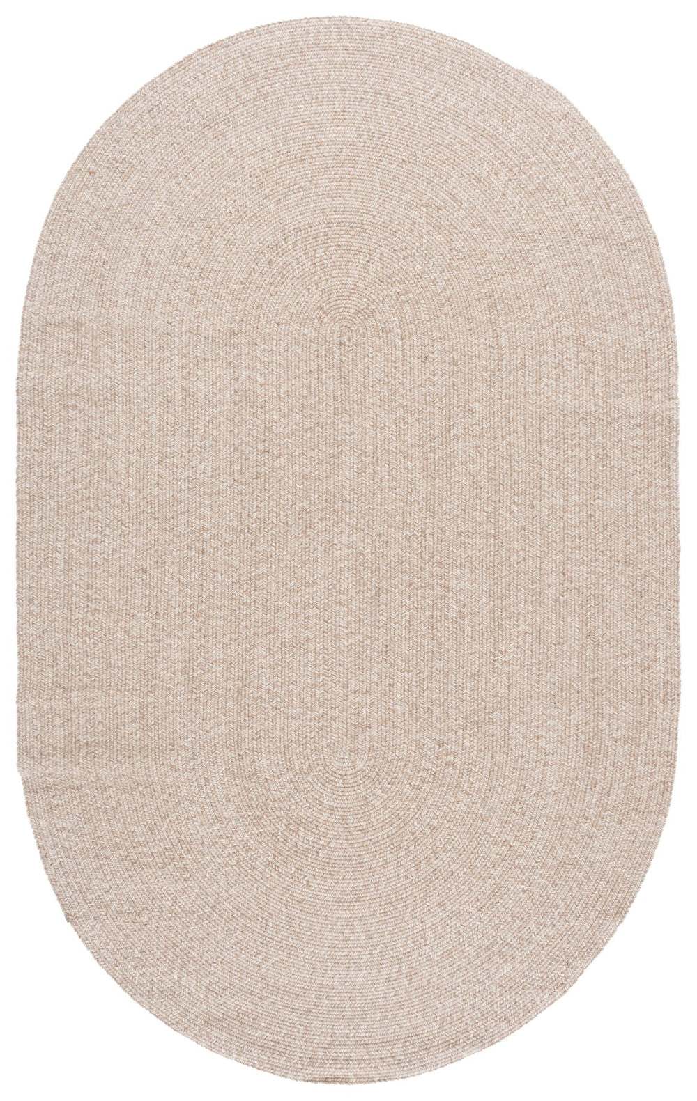 Safavieh Braided Hand-Woven Wool Oval Rug Beige — Low-Profile 1/4" Pile, Durable Soft Texture For Entryways 3'-0" x 5'-0" BRA500B-3OV