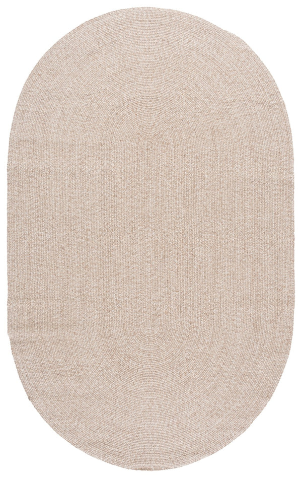 Safavieh Braided Hand-Woven Wool Oval Rug Beige — Low-Profile 1/4" Pile, Durable Soft Texture For Entryways 3'-0" x 5'-0" BRA500B-3OV