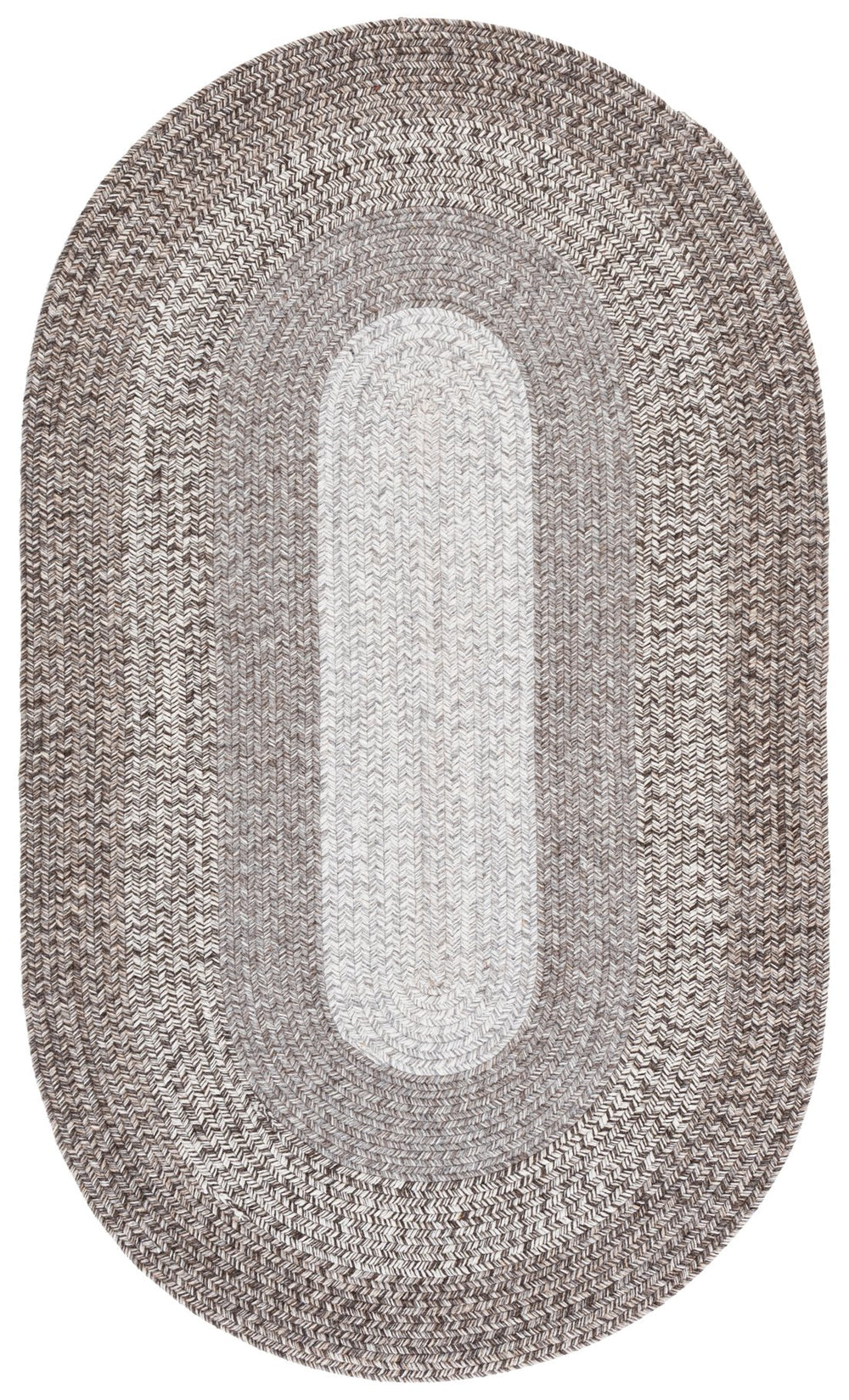 Safavieh Braided Handwoven Wool Oval Rug In Ivory And Brown — Low-Profile, Durable, Cozy Accent For Home Decor 5'-0" x 8'-0" BRA501A-5OV