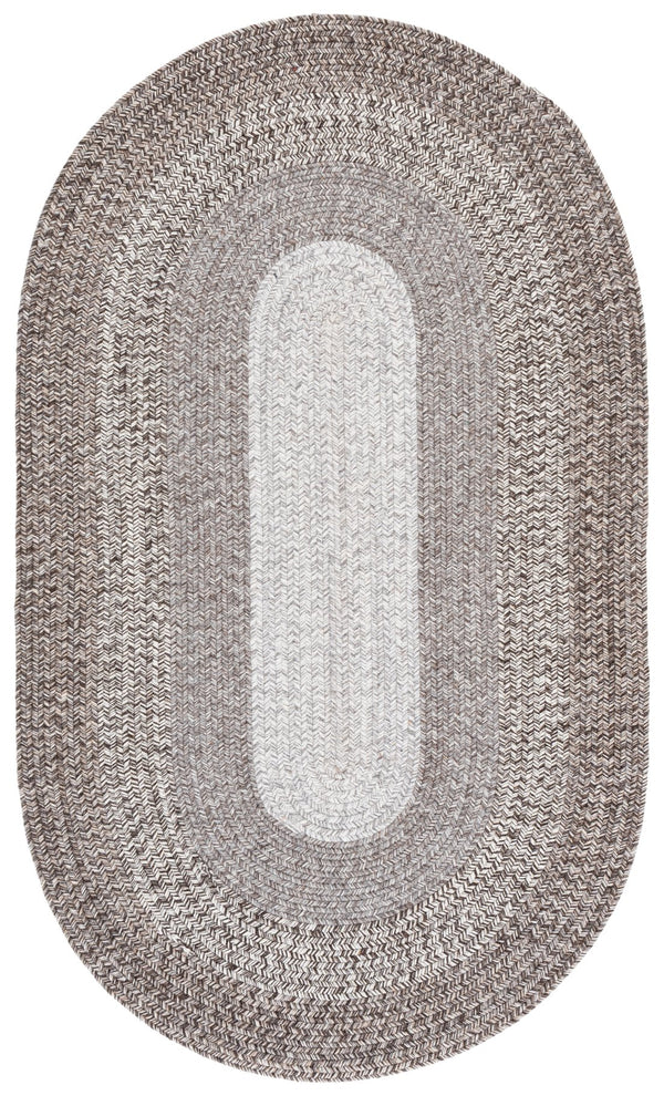 Safavieh Braided Handwoven Wool Oval Rug In Ivory And Brown — Low-Profile, Durable, Cozy Accent For Home Decor 5'-0" x 8'-0" BRA501A-5OV