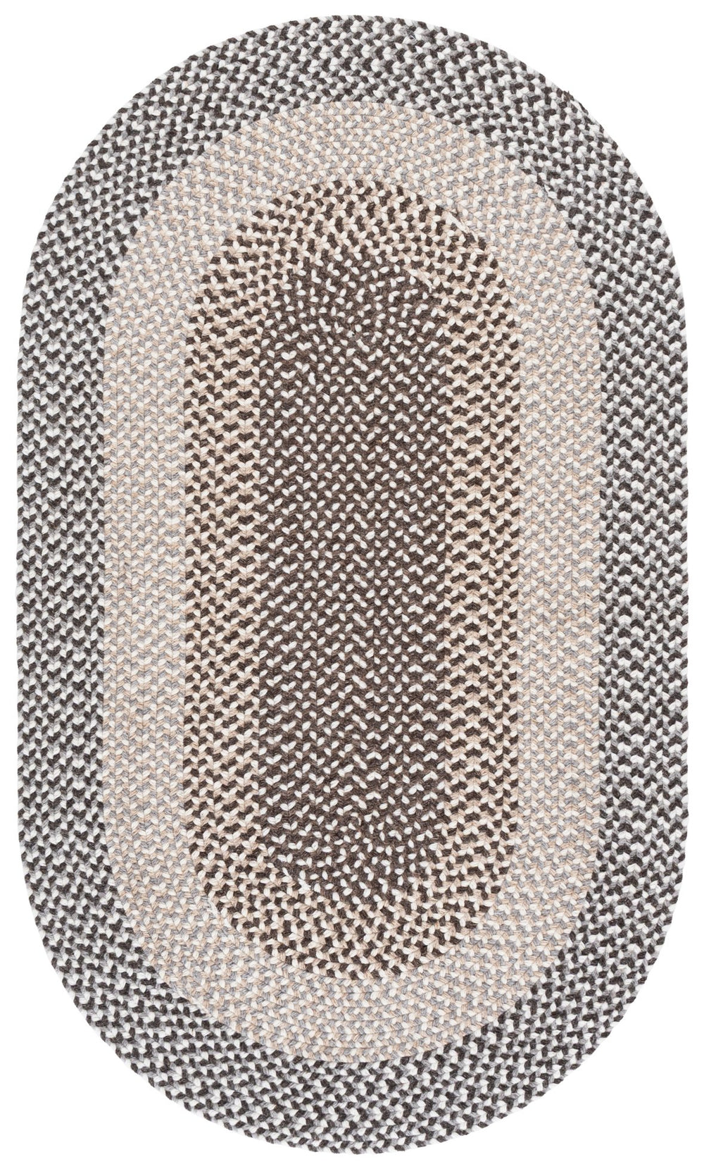 Safavieh Braided Oval Wool Area Rug In Brown & Ivory — Handwoven Cozy Low-Profile Accent For Entryway, Living Room 6'-0" x 8'-0" BRA502T-68OV