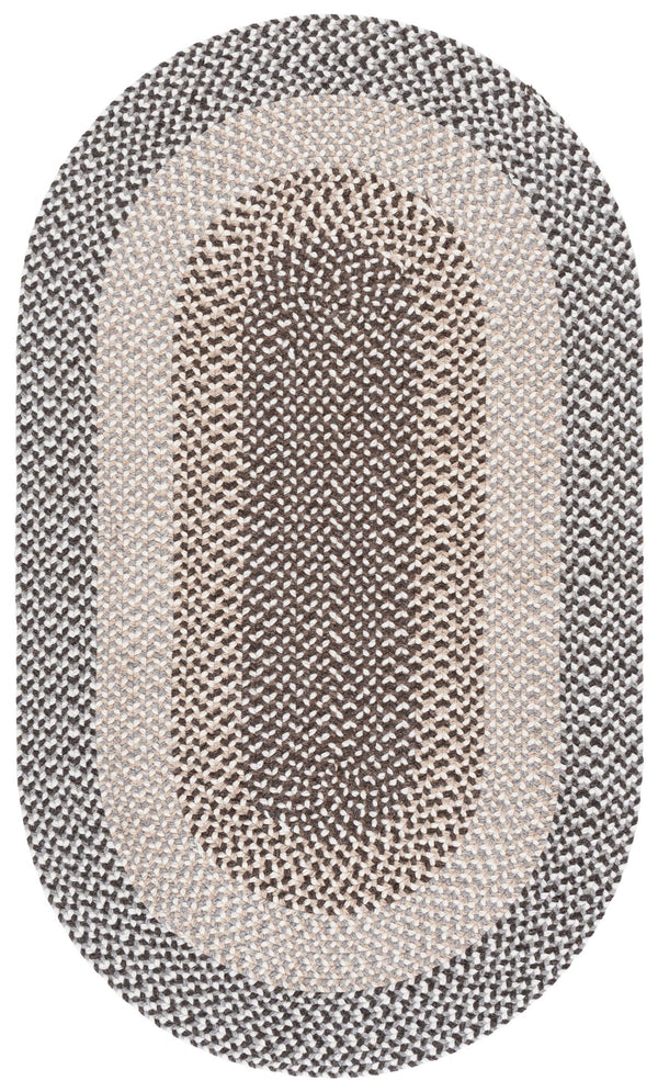 Safavieh Braided Oval Wool Area Rug In Brown & Ivory — Handwoven Cozy Low-Profile Accent For Entryway, Living Room 6'-0" x 8'-0" BRA502T-68OV