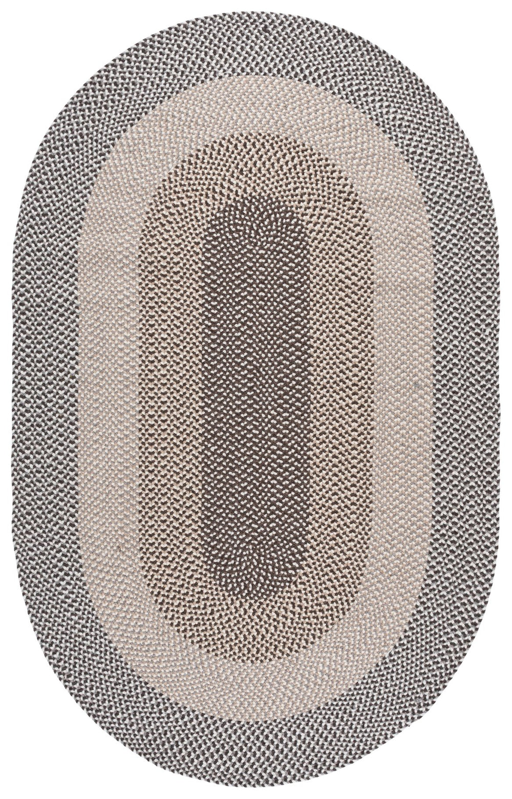 Safavieh Braided Oval Wool Area Rug In Brown & Ivory — Handwoven Cozy Low-Profile Accent For Entryway, Living Room 6'-0" x 8'-0" BRA502T-68OV
