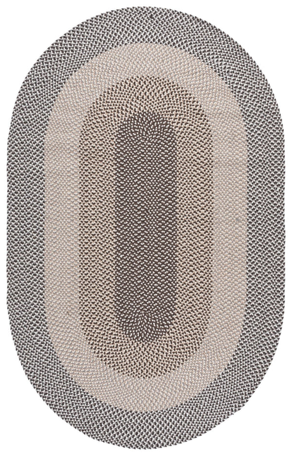 Safavieh Braided Oval Wool Area Rug In Brown & Ivory — Handwoven Cozy Low-Profile Accent For Entryway, Living Room 6'-0" x 8'-0" BRA502T-68OV