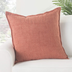 Jaipur Living Jaipur Living Blanche Heavy Linen Flange Pillow Cover for Farmhouse and Coastal Decor Red PLC102193