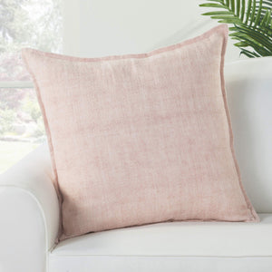 Jaipur Living Jaipur Living Blanche Linen Flange Throw Pillow Rustic Farmhouse Accent Square Light Pink Down PLW103281