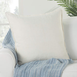Jaipur Living Jaipur Living Blanche Linen Flange Throw Pillow Rustic Farmhouse Accent Square Ivory Down PLW103282