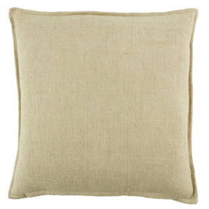 Jaipur Living Jaipur Living Linen Square Throw Pillow with Flange Border Neutral Beige Coastal Accent PLW103801