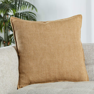 Jaipur Living Jaipur Living Linen Flange Throw Pillow Neutral Tan Poly Fill Artisan Square PLW103806