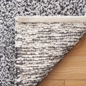 Safavieh Berber 101 BRB101 Hand Woven Shag Rug Ivory / Black BRB101Z-6SQ