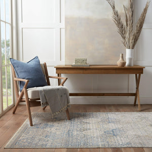 Jaipur Living Jaipur Living Blanche Linen Flange Down Pillow Dusty Blue Coastal Rustic Decor PLW103826