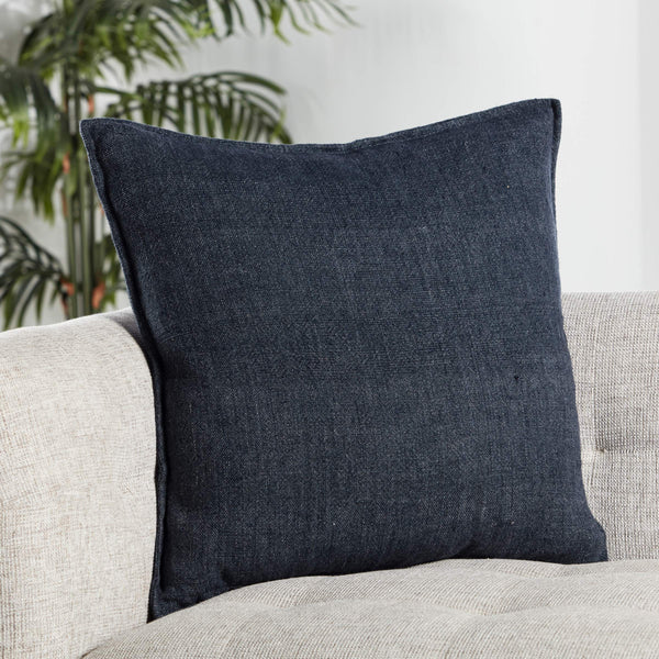Jaipur Living Jaipur Living Blanche Linen Throw Pillow Navy Flange Border Down Filled Sofa Accent PLW103827