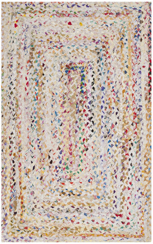 Safavieh Braided Hand Woven Cotton Area Rug - Elegant 12' X 12' Square Design To Elevate Any Living Space Ivory ,Multi Cotton Brd210b-11sq