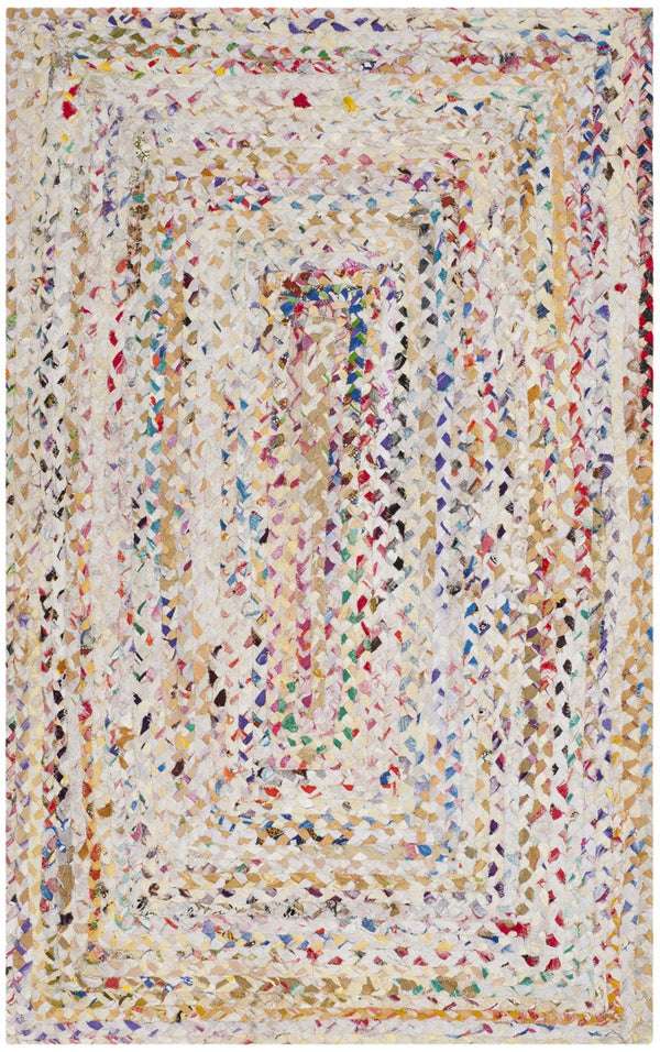 Safavieh Braided Hand Woven Cotton Area Rug - Elegant 12' X 12' Square Design To Elevate Any Living Space Ivory ,Multi Cotton Brd210b-11sq